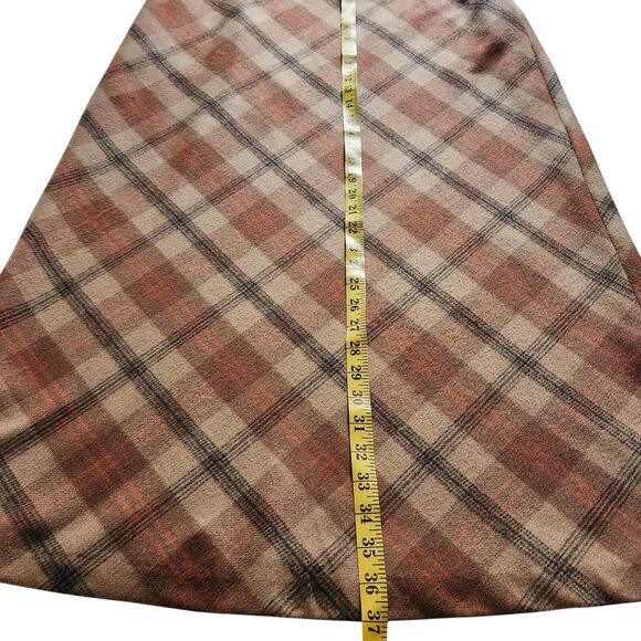 Ann Taylor Loft Plaid Wool Blend Long Skirt Brown Orange Size 14 - Picture 8 of 8